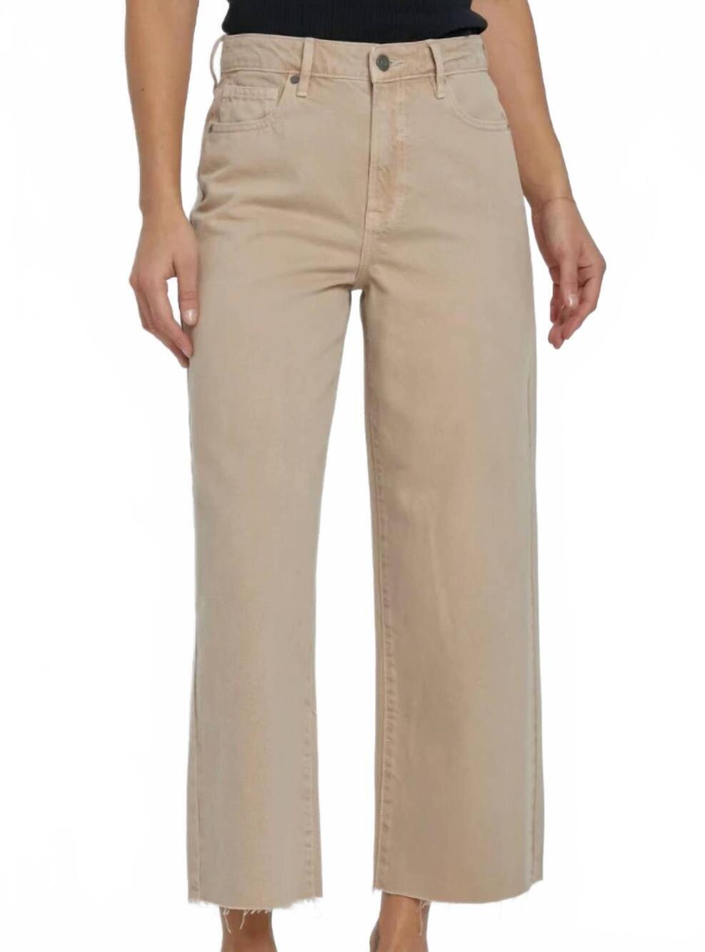 NEW HIDDEN nori clean cropped wide leg jeans in khaki